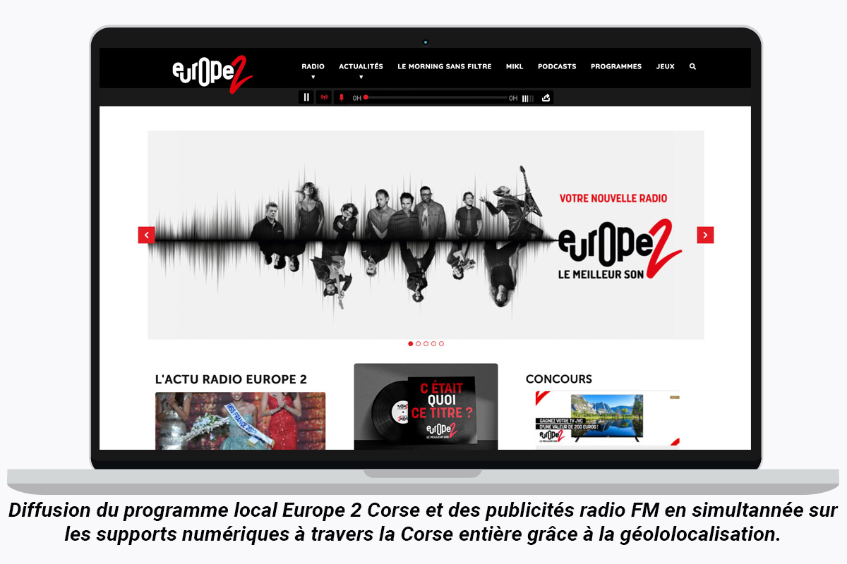 Diffusion de mon spot publicitaire radio en corse et en numérique sur ordinateur avec Europe 2